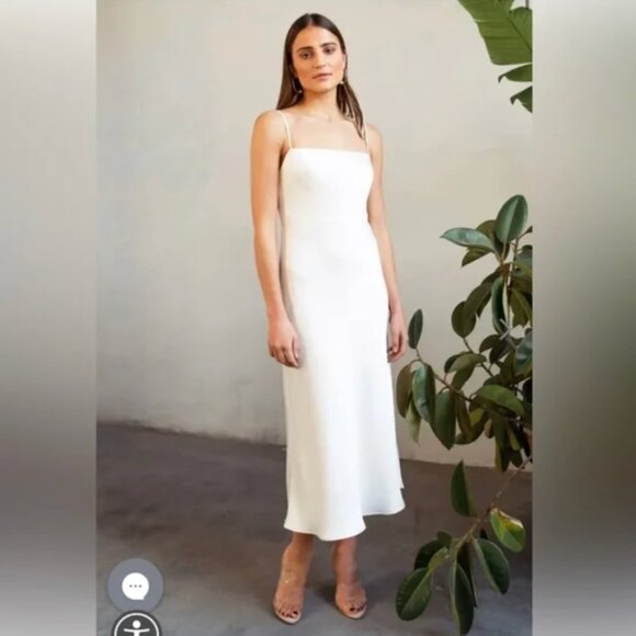 NWT Jenny Yoo Claudia Silky Slip Ivory Dress Bridal Party Bachelorette Size 12 - Picture 4 of 9